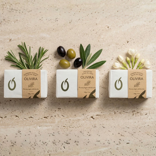 Olivira Discovery Trio – Olive Oil Soap Bar Bundle, 3 Pack