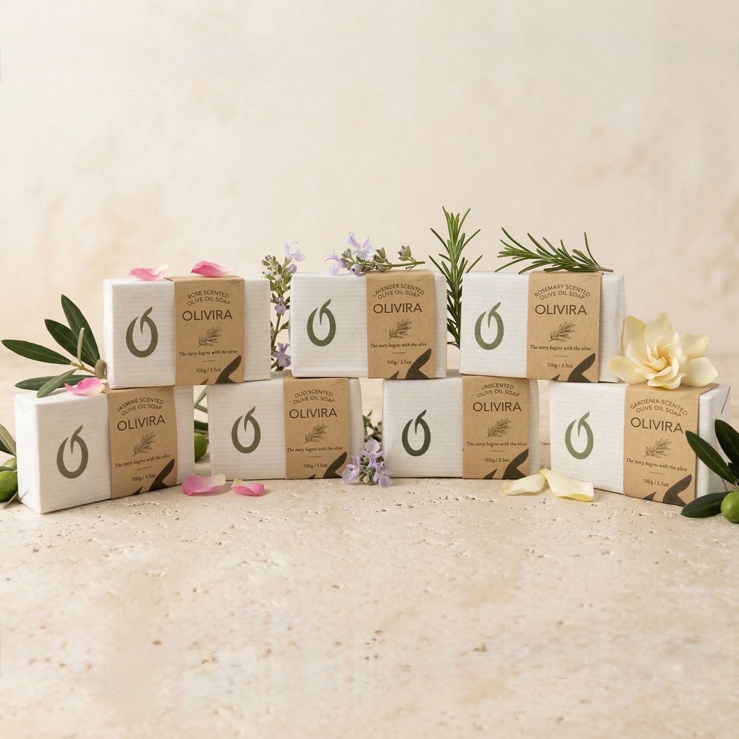Collection complète Olivira – Lot de 7 savons à l'huile d'olive
