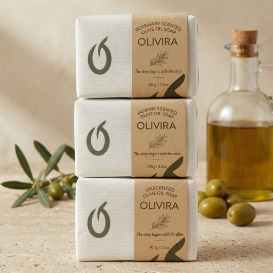 Olivira Discovery Trio – Olive Oil Soap Bar Bundle, 3 Pack